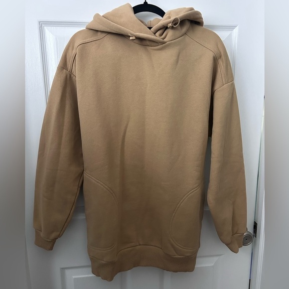 NWOT Revolve CRK+VIMMIA Drawstring Hoodie Dress/Sweatshirt- Camel/ Size XS - Picture 1 of 8